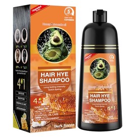 XYZCREATIVE Dark Brown Hair Dye Shampoo 3 in 1 for Women & Men 100% Gray Hair Coverage - Herbal Ingredients Natural Plant Hair Color - Hair Dye in Minutes 500ML