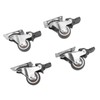 4Pcs Small Caster Wheels 1in Diameter Steel Rubber Rotating Locking