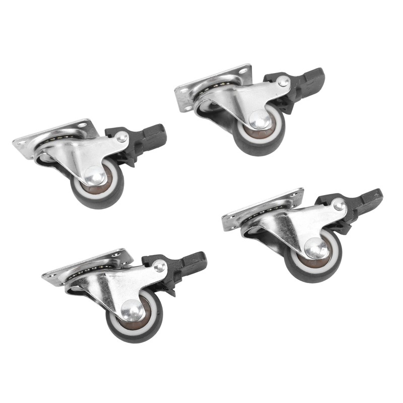 4Pcs Small Caster Wheels 1in Diameter Steel Rubber Rotating Locking
