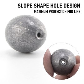 Dr.Fish Egg Sinker 1/8-5oz, Oval Shaped Fishing Weights Sinkers Bass Fishing Casting Freshwater Saltwater Slip Sinker 3/16oz 20 Pack