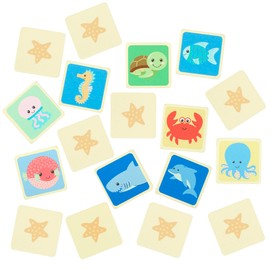 Sea Animals Wooden Memory Game - Board Game, Wooden Toys, Handy Travel Storage Bag - Wooden Puzzles, Early Development & Activity Toys, Montessori Toddler Toys, Boy & Girl Gifts by Orange Tree Toys