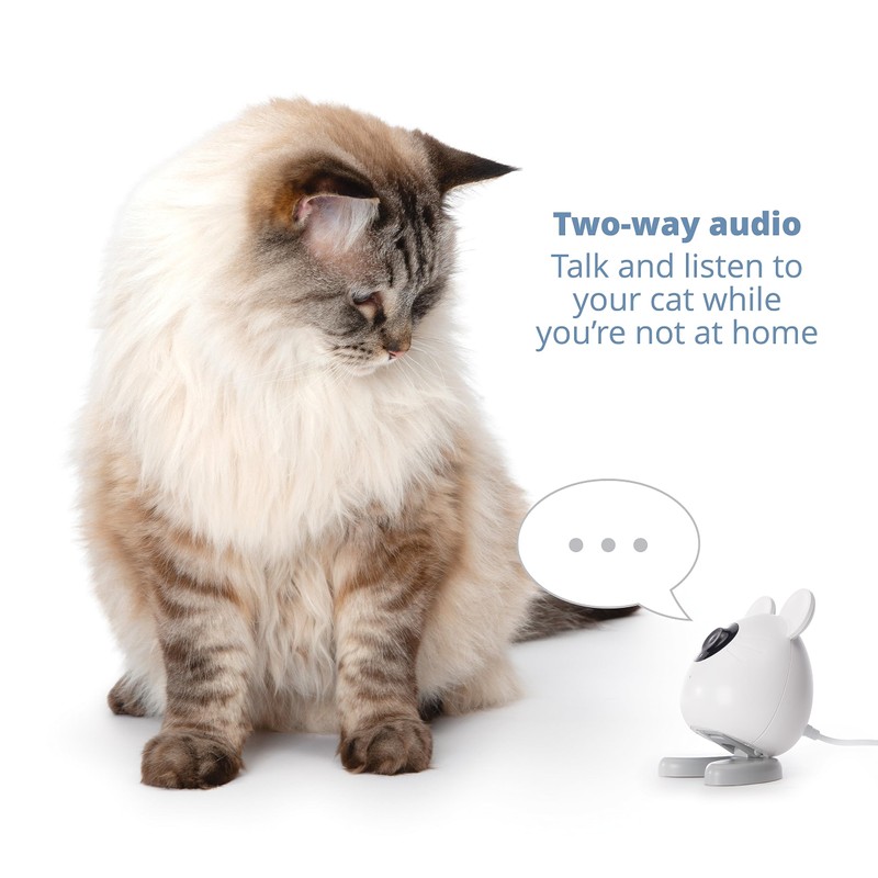 Catit PIXI Smart Mouse-Shaped Cat indoor Camera, App-Controlled Pet, White
