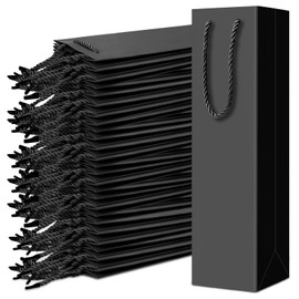 Wine Gift Bag 100 Pack, Brown Wine Bags for Gifts, Reusable Champagne Gift Bag, Kraft Paper Bottle Bags with Handles, WIne Gift Box for Shopping Wedding Birthday Dinner Parties(4.9 x 3.4 x 14.2Inch)