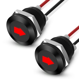 Linkstyle 2PCS 12V LED Indicator Light, 1/2" Panel Cutout Signal Indicator, Signal Lamp Light with 300MM Wires Waterproof, Red