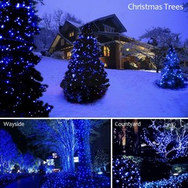 MYGOTO LED String Lights, 165FT 500LED 30V Plug in Waterproof String Lights with 8 Modes for Indoor and Outdoor Party Wedding Home Patio Lawn Garden Supplies (Blue)