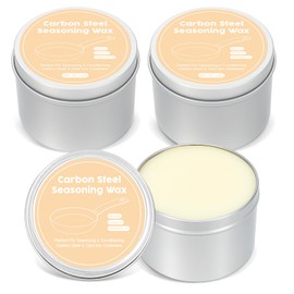 Threlaco 3 Pack 6 oz Cast Iron and Carbon Steel Seasoning Wax Cast Iron Seasoning Conditioner Wax for Steel Cookware Cutting Board Kitchen Ware Restore Maintenance