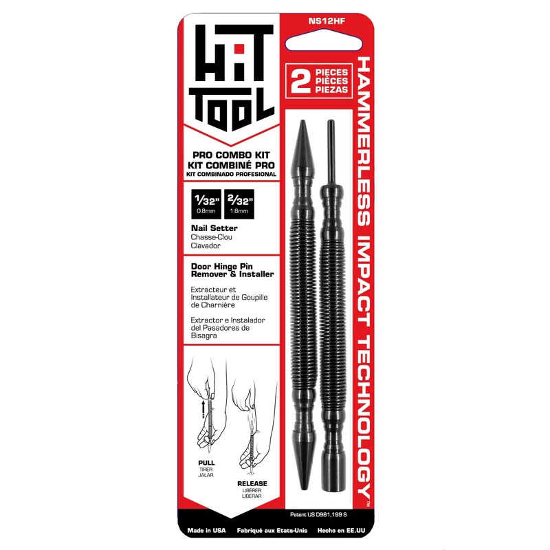 HIT Tool Pro Combo Kit 1/32" Hammerless Nail Set Punch,
