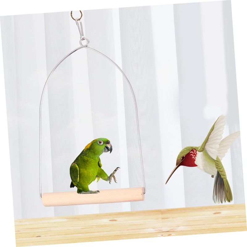ORFOFE Hummingbird Swing Bird Durable Wooden Perch with Metal Frame