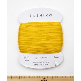 Dharma Sashiko Yarn, Card Roll, COL.204, Sunflower, Approx. 98.8 ft (30 m), 01-2410 Yellow
