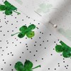 Spoonflower Fabric - Leaf Clovers Scatter Dot Green Clover Irish