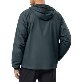 Little Donkey Andy Men’s Lightweight Windbreaker Jacket Breathable Windproof Hooded Wind Coat Hiking Running Golf Outdoor Travel Grey XXL