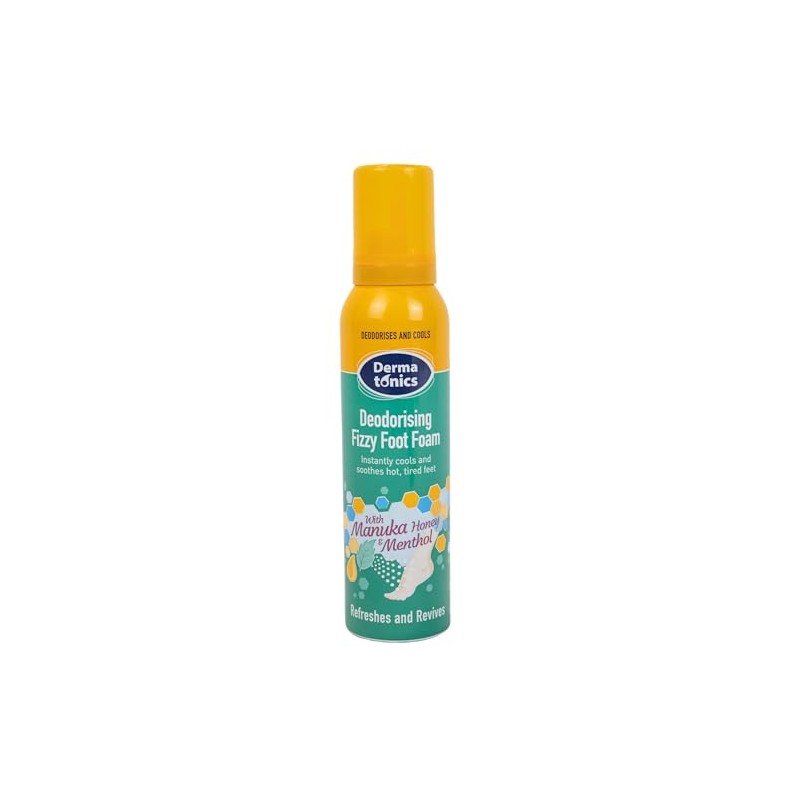 Dermatonics Deodorising Fizzy Foot Foam with Menthol, 150ml, Pack of