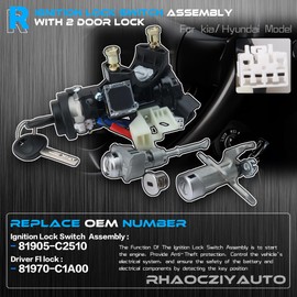 81905-C2510 Ignition Lock Switch Assembly with 2 Door Lock & Glovebox Lock Kit Cylinder Set & 2 Key Fit for Hyundai Sonata 2015-2019, Ignition Lock Housing with Cylinder Replace 81970-C1A00