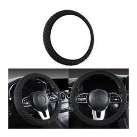 Adunsiaoto Iced Bean Car Steering Wheel Cover Without Inner Ring, Microfibre Ice Silk Steering Wheel Cover, Breathable, Elastic, Non-Slip, Without Inner Ring, Car Accessories (Black)