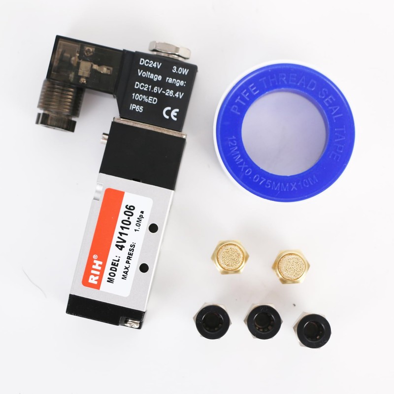 RIH Pneumatics Solenoid Valve 4V110-06 12V/24V/110V Series Single Coil Pilot-Operated