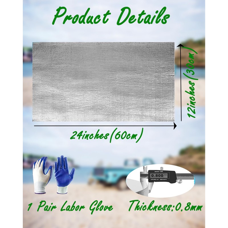 Self Adhesive Heat Shield Material - 12" X 24" Aluminum