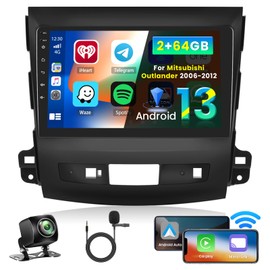 Inefala 2+64G Radio for Mitsubishi Outlander 2006-2012 Android 13 CarPlay Car Stereo 9'' Touch Screen Compatible with Android Auto, AHD Backup Camera, Bluetooth, GPS, WiFi, FM RDS