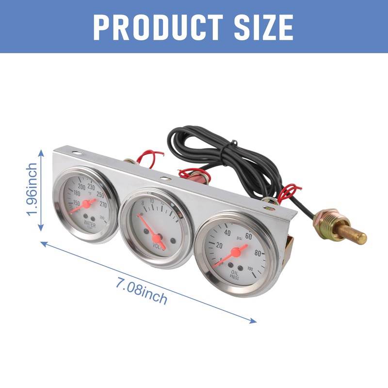 JDMSPEED 2 inch Triple Gauge Set - Oil Pressure, Water