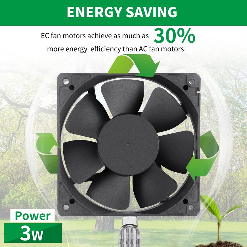 WDERAIR Small 120mm x 25mm EC 4 Inch Brushless Cooling