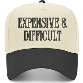 Expensive & Difficult Vintage Trucker Hat | Premium Snapback Baseball Hat for Men & Women (US, Alpha, One Size, Black/Natural)