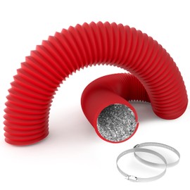 4-Inch Aluminum Ducting, Dryer Vent Hose, Heavy-Duty Three-Layer Protection, 8-Feet Long for Heating Cooling Ventilation and Exhaust, Red