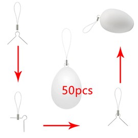 ToBeIT Easter Eggs Decorative Eggs Plastic Eggs for Painting and Hanging, Decorative Easter, Easter Eggs with Hanger for Crafts Painting Hanging (6 x 4 mm, 24)