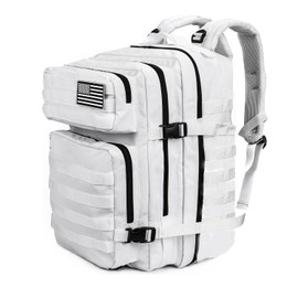 SEYATULLH Military Tactical Backpacks for Men/Women 45L Army Molle Daypack 3 Day Bug Out Bag Hiking Trekking Rucksack(White)
