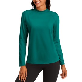 TACVASEN Women's Thermal Mock Turtleneck Shirts Fleece Long Sleeve Base Layer Tops for Cold Weather Runing E-Green XL