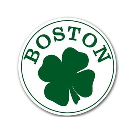 Round Boston Clover Sticker (Mass ma Vinyl Shamrock Irish Ireland South Decal (3 inch)