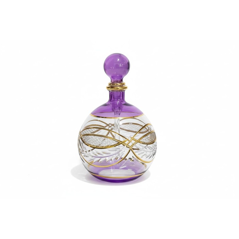 Les Trois Pyramides Hand-Blown Violet Perfume Bottle with 14K Gold