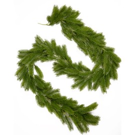 6FT Norfolk Pine Christmas Garland, Artificial Greenery Garland for Table Mantle Wall Indoor Outdoor Winter Decor (Style 1)