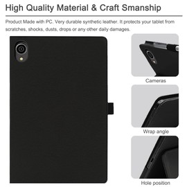 carinacoco Case for HiGrace C107 10 inch, Full Coverage Premium Leather Folio Folding Stand Anti-Drop Tablet Protective Cover, with Pencil Holder and Wrist Strap Tablet Cover for HiGrace C107, Black