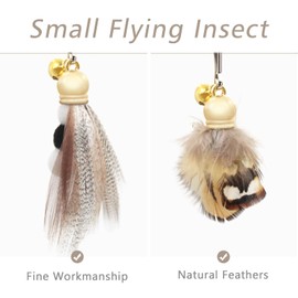 SONGWAY Cat Teaser Wand Toy - 9 Pieces Retractable Cat Wand Toy Set, Insect Worm Replacement Teaser with Bell, Cat Feather Toys for Indoor Cats, Interactive Cat Toy for Kitten Cat