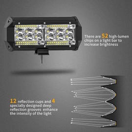 7 Inch LED Light Bars, 240W 24000lm LED Work Lights Pods for Tractors Truck Combo Beam Boat Trailer Pickup Car RZR ATV UTV RV, 6 Pack with Wiring Harness
