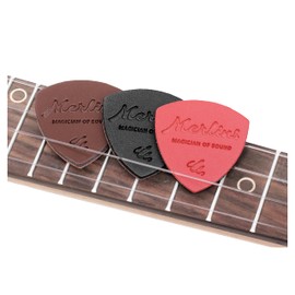 Leather Picks Set / 3 Picks in Different Gauges for Ukulele Acoustic and Western Guitar
