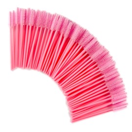 GoWorth 200 PCS Disposable Eyelash brush Mascara Wands Spoolies for Eye Lash Extension, Eyebrow and Makeup (Pink)