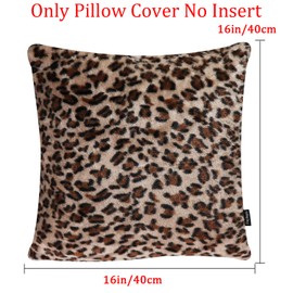 Faylapa 4 Pack Soft Plush Leopard Print Pillow Covers,Animal Theme Print Faux Fur Decorative Throw Pillowcase Home Decor Cushion Cover 16×16 Inches (40×40cm)(Case ONLY)