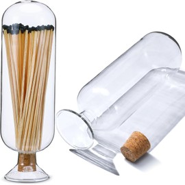 Brainy 1 Pcs Extra Tall 11" Decorative Glass Matches Cloche Decorative Match Holder Jar Glass Matches Cloche for Candle Matches Trendy Fireplace Display Decor (1PCS)