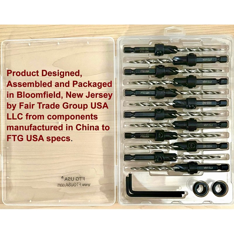 FTG USA 12 Pc #10 (3/16") Countersink Drill Bit Set