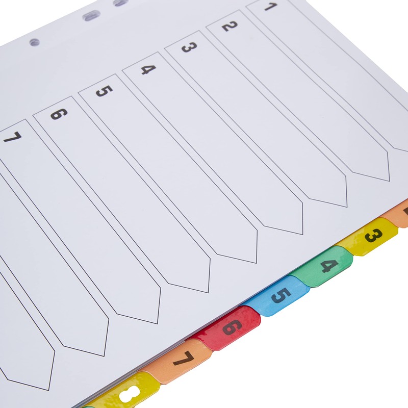Q-Connect 1-10 Index Multi-punched Reinforced Board Multi-Colour Numbered Tabs A4