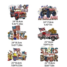 6 Sheets Independence Day Heat Transfer Iron on Patches 4th of July Iron on Vinyl for Clothing Patriotic Iron on Stickers Flag Decorative Patches for T-Shirt Jean Jackets Pillow Cover DIY Decorations