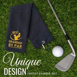 CybGene Grandad Gifts Golf Towel, Golf Gifts for Grandad on Father‘s Day Gifts, 40 x 60cm Microfiber Golf Towel for Golf Bags - Best Grandad by Par