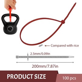 MEXRUMI Pack of 100 Cable Ties, Red Cable Ties, Professional Cable Ties, Cable Ties, Cable Ties, Cable Ties, High Temperature, Chemical Resistant (200 x 3 mm)