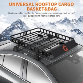 46’’x36’’ Roof Rack,Heavy Duty Car Rooftop Cargo Carrier Basket with Cargo Net,Luggage Holder with Extension for Universal,Pick Up Trucks,200lbs Capacity