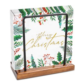 Napkin Holder Wood and Metal Napkin Holder Black Napkin Dispenser for Table Napkin Holder Metal Napkin Stand for Table Kitchen Accessories Napkin Holder for Decorating