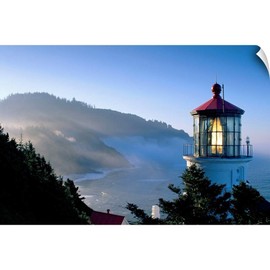 CANVAS ON DEMAND Oregon, View of Heceta Head Lighthouse Wall Decal, Lighthouse Artwork