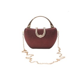 CORIOS Women's Sequin Clutch Bag Rhinestone Evening Bag Shiny Diamond Handbag Wedding Bridal Purse Small Bag Elegant Shoulder Bag Chain Shoulder Bag for Prom Banquet Party, red, Retro