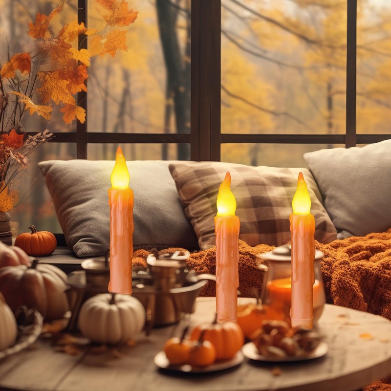 Baquler 6 Pcs Fall Flameless Candles Real Wax Hand Dipped