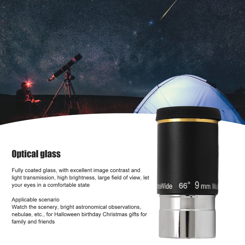 Astronomical Telescope Eyepiece 1.25in 66 Degrees 9mm Wide Angle Eyepiece