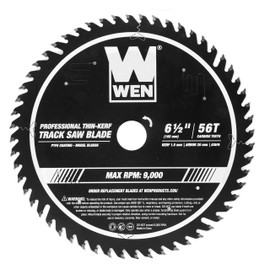 WEN BL6556 6.5-Inch 56-Tooth Carbide-Tipped Thin-Kerf Professional ATAFR Track Saw Blade with PTFE Coating